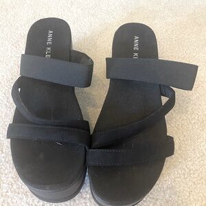 Anne Klein Black wrap suede strappy sandals - Sz 9.5